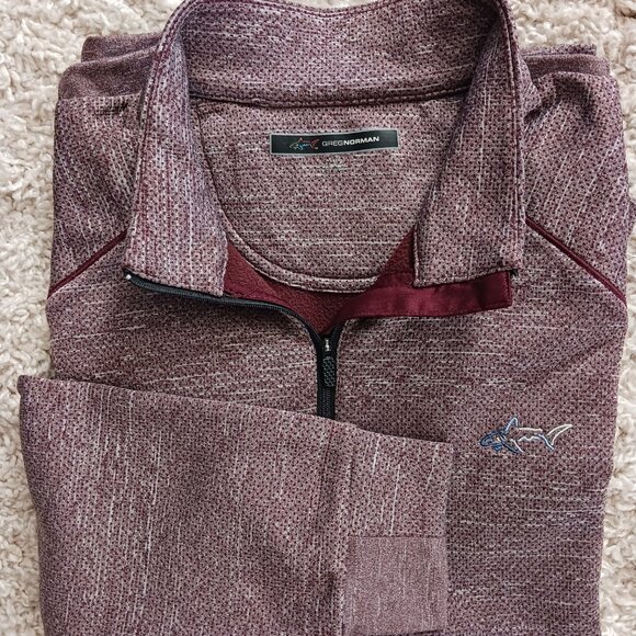 Greg Norman Mens Sweater Size Large Burgandy 1/4 Zip Pullover Preppy Golf Sports - Picture 1 of 10